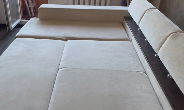 Sectional sofa fully restored and colour brightened after professional upholstery extraction — Medford OR